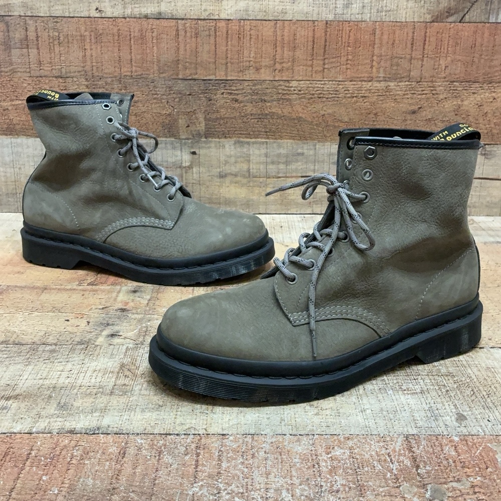 Dr. Martens Boots Mens Size 11 45 Gray Nubuck Ankle Combat Lace Up Work